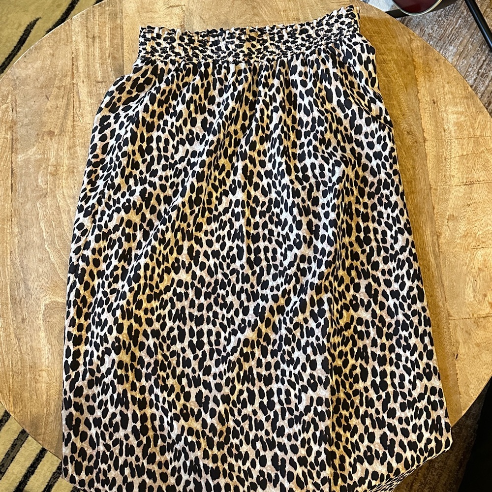 LOFT Leopard Print Midi Skirt in Tan and Black